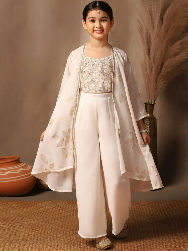 Girls Embroidered Regular Top with Palazzos